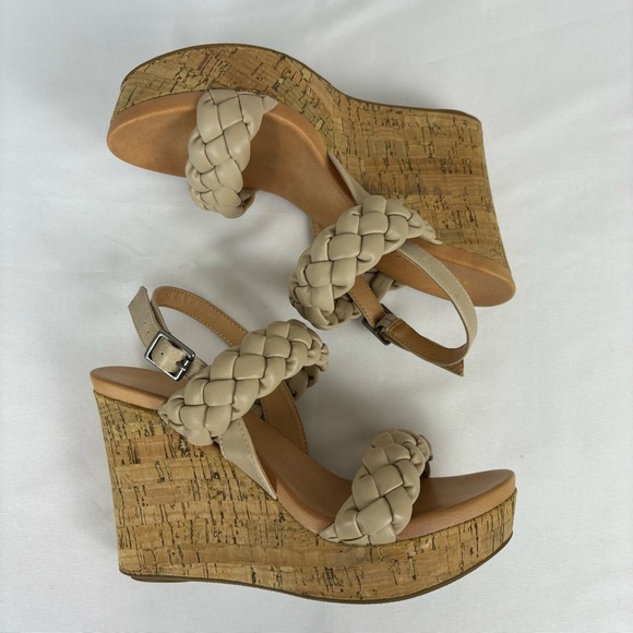 Alter’d State Wedge Sandals Braided Straps Comfort Platform Shoes Tan Size 7.5 - Picture 5 of 16